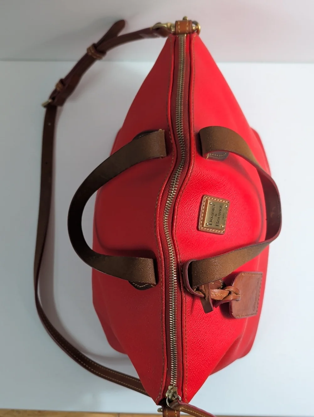 Dooney & Bourke Red Pebbled Leather Domed Satchel